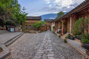Fototapeta premium The landscape of Shaxi Ancient Town in Jianchuan County, Dali, Yunnan Province