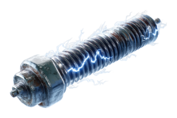 Industrial bolt generating electric charge factory digital futuristic