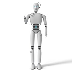 Fototapeta premium Humanoid robot with raised hand - 3D illustration