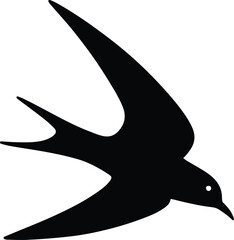 Silhouette flying swallow bird simple shape vector illustration