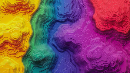 Vibrant Abstract Topographic Design With Multicolor Layers
