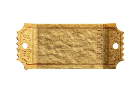 PNG Vintage blank golden ticket with ornate borders on black background