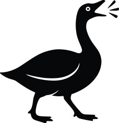 Silhouette goose honking black and white standing vector illustration © Pixel Box