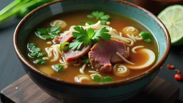 Delicious ramen noodle soup recipe food