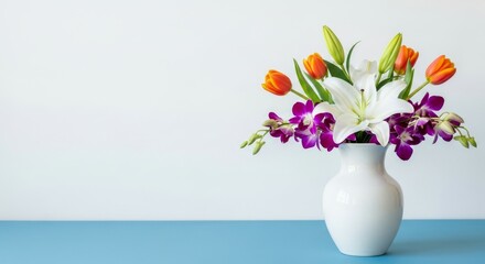 Vibrant Floral Arrangement in a White Vase