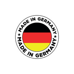 Made in Germany Round Badge with Star Vector Design Isolated on White Background