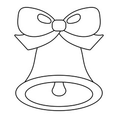 Jingle bell, outline drawing. Linear icon, vector illustration isolated on a white background. Editable stroke. Line thickness can be changed. Christmas symbol and New Year.