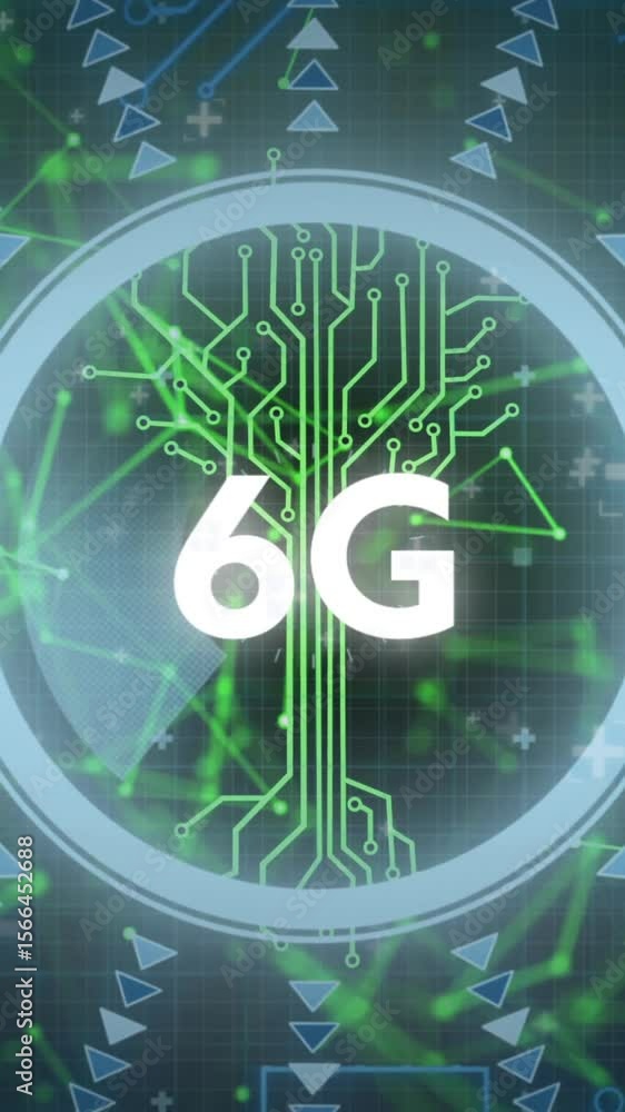 Aufkleber circuit board design with digital patterns illustrating 6g technology animation