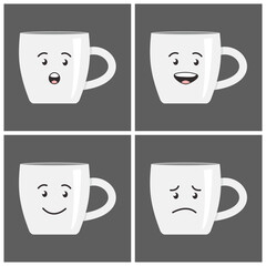 Coffee Mug Emotions: A Set of Four Expressive Faces