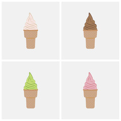 Sweet Soft Serve Ice Cream Cones Collection