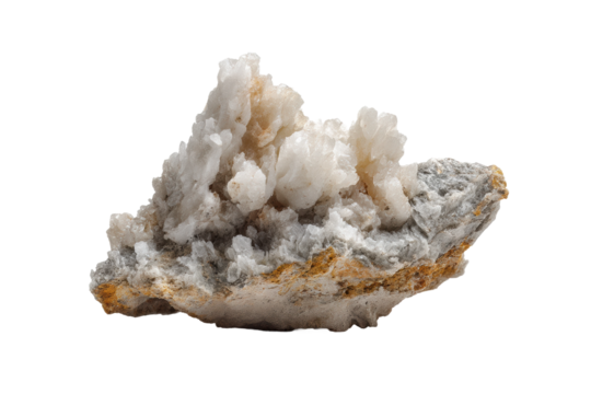 PNG White crystal cluster on rocky base against black background