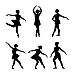 Ballet Dancer Silhouette Icons – Elegant Ballet Poses, Transparent Background