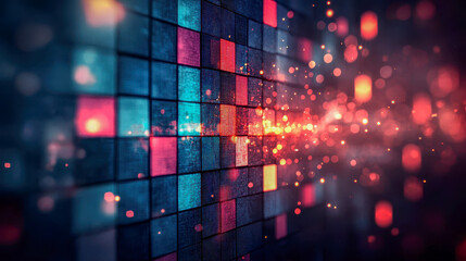 Vibrant Digital Light Pattern With Colorful Squares