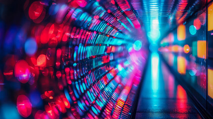 Colorful Neon Tunnel Illuminated With Vibrant Lights