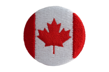 a circular, embroidered Canadian flag badge, showcasing patriotic craftsmanship and national identity