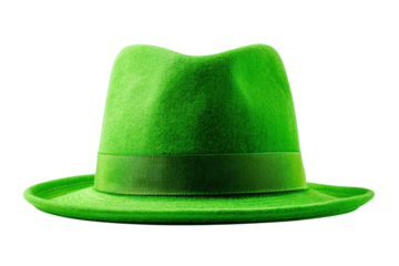 PNG Vibrant green fedora hat on black background showcasing stylish fashion accessory
