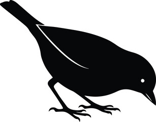 Silhouette of a small bird pecking at the ground vector illustration