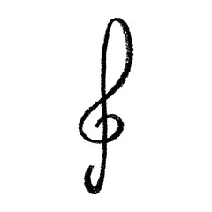 Treble clef doodle. Hand drawn musical symbol. Single element for print, web, design, decor, logo