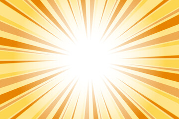 Glossy orange sunburst background. Abstract sun light rays background. 