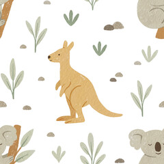 Australian animals seamless pattern design. Repeat pattern