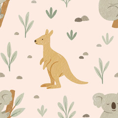 Australian animals seamless pattern design. Repeat pattern