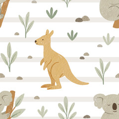 Australian animals seamless pattern design. Repeat pattern