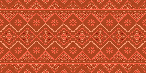 Southwest Native seamless pattern ethnic tribal Aztec Floral Flower geometric Navajo Native American fabric colorful design vector for textile print