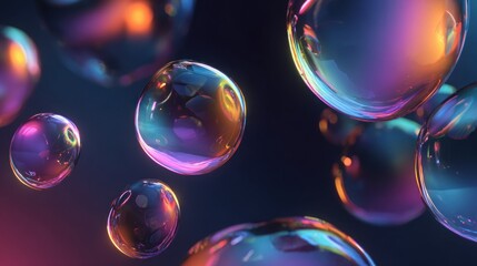 Abstract colorful iridescent bubbles