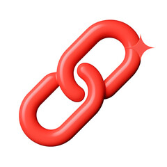 Interconnected 3D Red Chain Links Connected Together Transparent Background