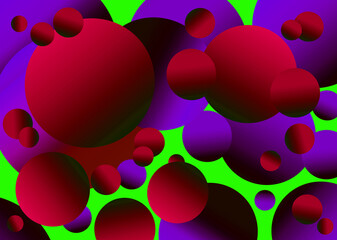 Background with several floating spheres with gradient, various colors.