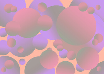 Background with several floating spheres with gradient, various colors of soft tones.