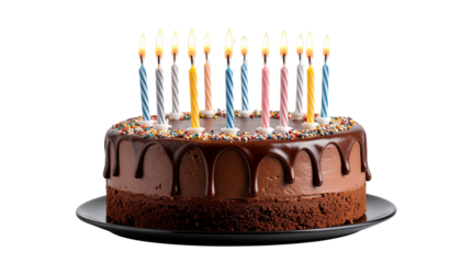 choclate cake with candles on them isolated on transparent bg.png
