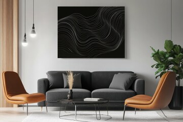 detailed color image of modern line art swirl abstract canvas print