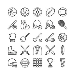 Obraz premium Sports Equipment Collection: A captivating collection of sports equipment, meticulously outlined in a minimalist style, perfect for all sport lovers. 