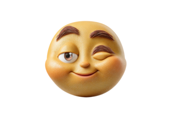 PNG Winking smiley emoji with raised eyebrows and subtle smile