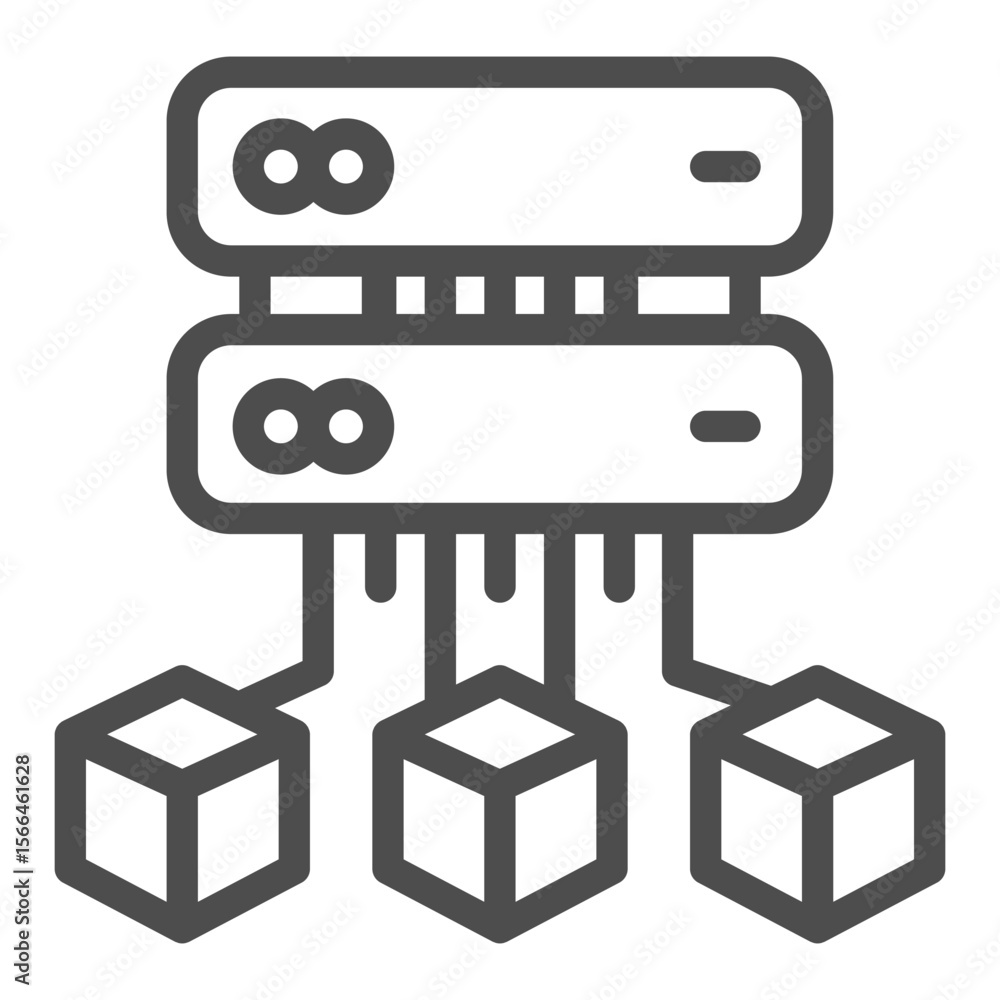 Fototapete storage server of crypto tokens line icon, nft multiverse concept. vector graphics. crypto assets ex