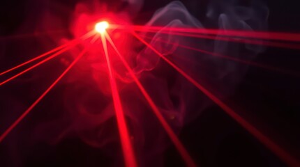 Red Laser Beam Through Smoke