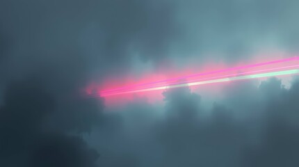 Neon Light Streaking Through Clouds