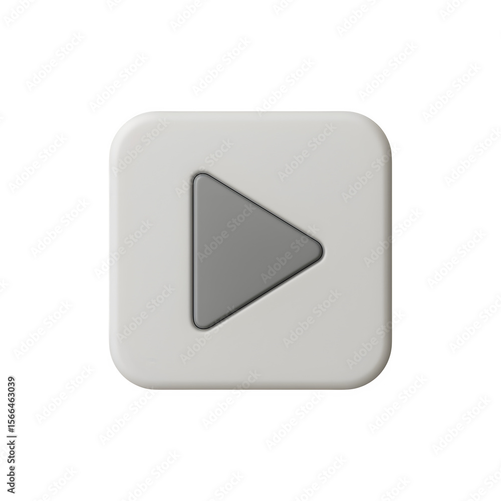 Poster modern 3d play button icon with subtle embossing isolated on transparent background