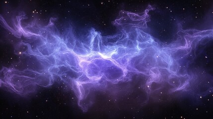 Vibrant purple and blue cosmic nebula with ethereal glowing gas formations in deep space