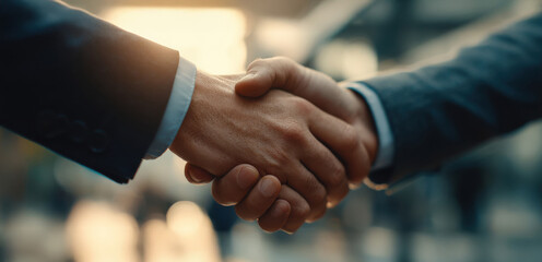 Two men shaking hands in a business meeting