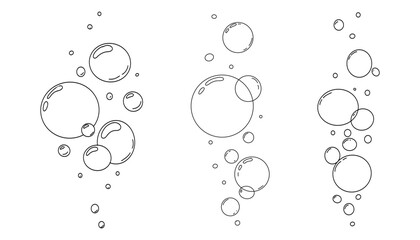 Bubbles fizzy doodle sketch hand drawn set. Line shampoo bubbles, champagne gas linear, air. Water balls. sparkles. © Alyona