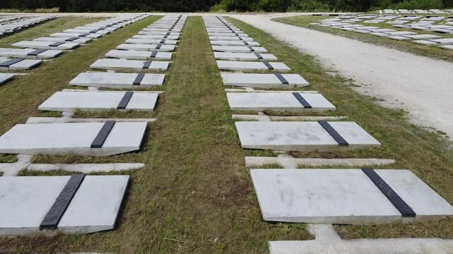 Graveyard of 2nd World War victims, Polish officers and soldiers. Graves of unknow soldiers in Wroclaw, Poland.