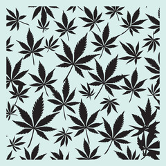 Fototapeta premium Marijuana Plant Leaf Silhouette Icon Set Herbal Medicine Design
