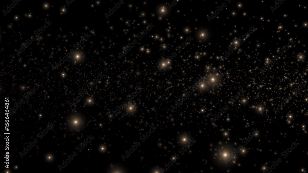 Poster loop flickering gold stars particles falling animation on black abstract background. animation of fi