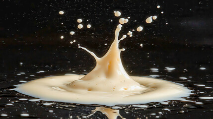 Milk Splashing Artfully Against Dark Background