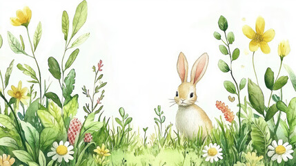 Charming Bunny Amidst Lush Springtime Flora