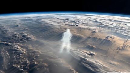 A time-lapse of Earth from space with a fading human silhouette, symbolizing a historic cosmic moment.