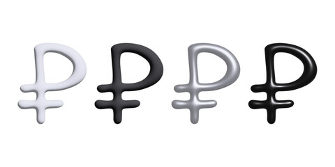 3d russian ruble currency symbol set Single element for design