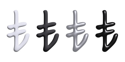 Obraz premium 3d turkish lira currency symbol set Single element for design